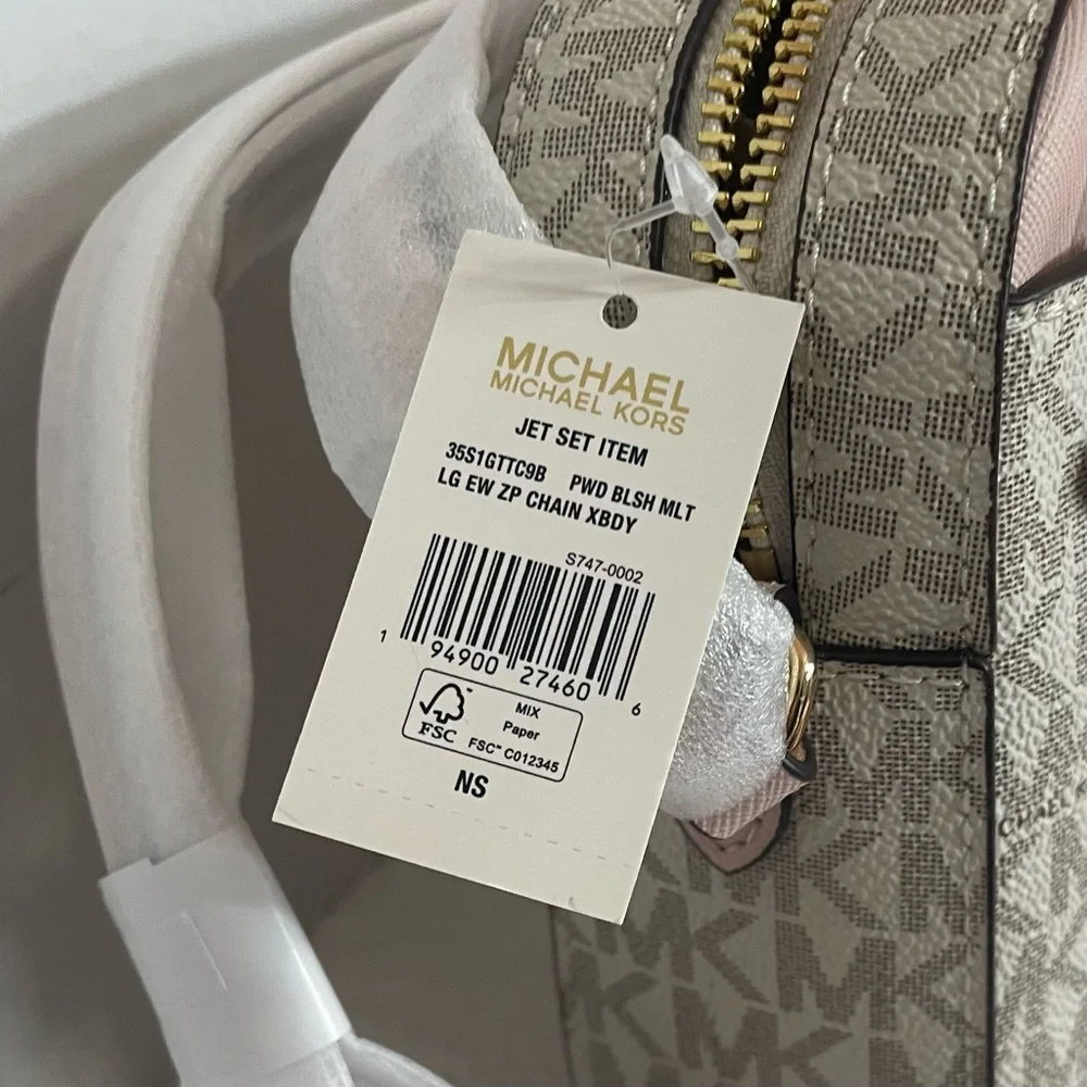 Michael Kors Pink and Cream Jet Set Crossbody Bag- NWT‎ ••